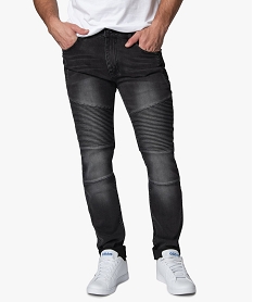 jean homme avec surpiqures sur les cuisses et les hanches gris jeansA417301_1