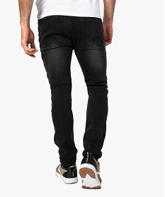 jean homme coupe slim avec surpiqures et zips noir jeansA417401_3