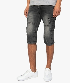 pantacourt homme multipoches a effet delave noirA417701_1