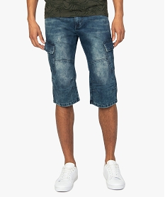 pantacourt homme multipoches a effet delave bleu shorts et bermudasA417801_1