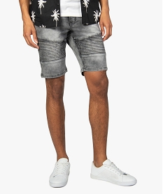 bermuda homme style biker gris shorts en jeanA418601_1