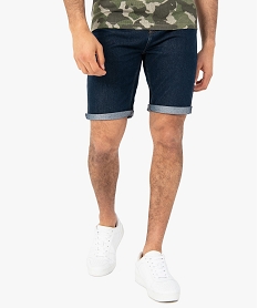bermuda en jean homme coupe droite bleu shorts en jeanA418901_1