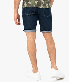 bermuda en jean homme coupe droite bleu shorts en jeanA418901_3