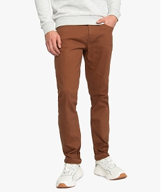 pantalon homme 5 poches straight en toile extensible brun pantalons de costumeA419501_1
