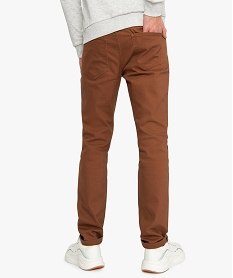pantalon homme 5 poches straight en toile extensible brunA419501_3