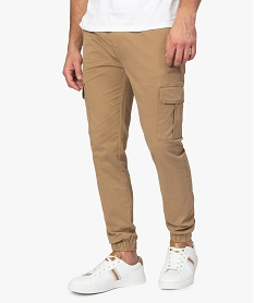 GEMO Pantalon homme multipoches avec taille élastiquée Beige