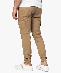 pantalon homme multipoches avec taille elastiquee beigeA421001_3