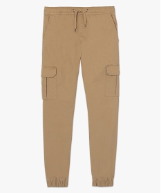 pantalon homme multipoches avec taille elastiquee beige pantalons de costumeA421001_4