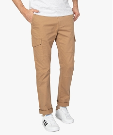 pantalon homme en toile avec poches a rabat sur les cuisses beige pantalons de costumeA421201_1