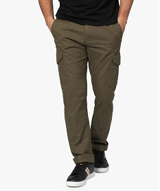 GEMO Pantalon homme en toile avec poches à rabat sur les cuisses Vert