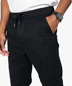 pantalon homme en toile avec taille et bas elastique noir pantalons de costumeA421401_2