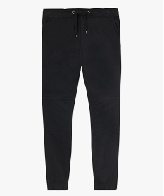 pantalon homme en toile avec taille et bas elastique noir pantalons de costumeA421401_4
