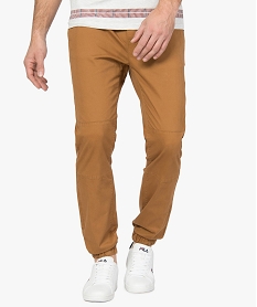 GEMO Pantalon homme en toile avec taille et bas élastiqué Orange