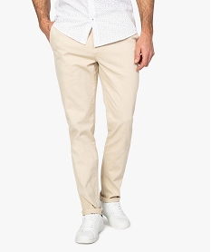 GEMO Pantalon homme chino coupe slim Beige