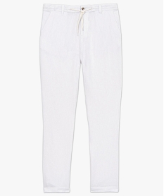 pantalon homme en lin et coton blanc pantalons de costumeA422101_4