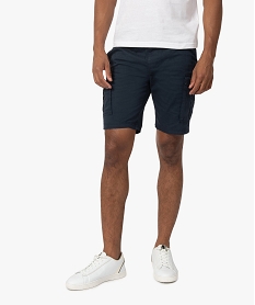 GEMO Bermuda homme multipoche à taille élastiquée Bleu