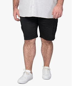 GEMO Bermuda homme grande taille en toile unie avec poches à rabat Gris