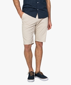 GEMO Bermuda homme en toile extensible 5 poches coupe chino Beige