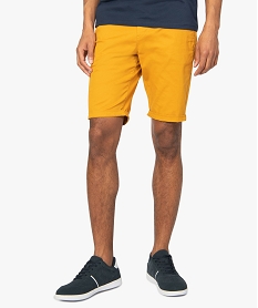 GEMO Bermuda homme en toile extensible 5 poches coupe chino Jaune