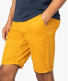 bermuda homme en toile extensible 5 poches coupe chino jauneA424201_2