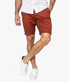 GEMO Bermuda homme en toile extensible 5 poches coupe chino Rouge