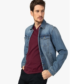 GEMO Veste homme en jean coupe droite Bleu