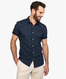 chemise homme a manches courtes avec fins motifs bleuA426101_1