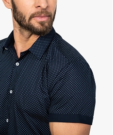 chemise homme a manches courtes avec fins motifs bleu chemise manches courtesA426101_2
