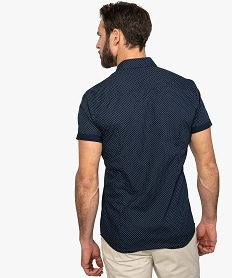 chemise homme a manches courtes avec fins motifs bleu chemise manches courtesA426101_3