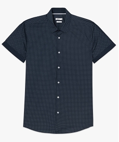 chemise homme a manches courtes avec fins motifs bleu chemise manches courtesA426101_4