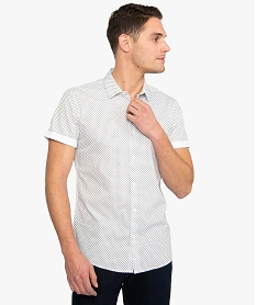 chemise homme a manches courtes a petits motifs blanc chemise manches courtesA426201_1