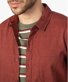 chemise homme a manches courtes en lin et coton rouge chemise manches courtesA426501_2
