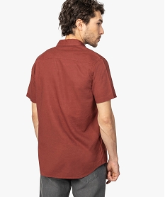 chemise homme a manches courtes en lin et coton rouge chemise manches courtesA426501_3