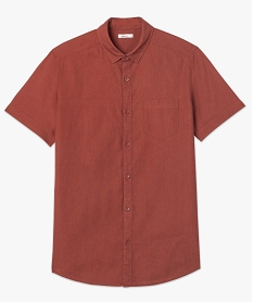 chemise homme a manches courtes en lin et coton rouge chemise manches courtesA426501_4
