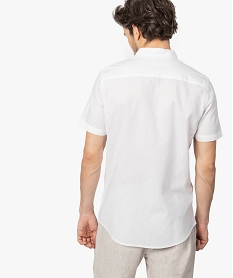 chemise homme a manches courtes en lin et coton blancA426601_3