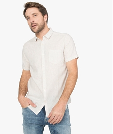 GEMO Chemise homme à manches courtes en lin et coton Beige