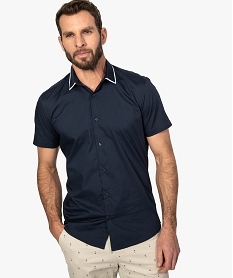 GEMO Chemise homme à manches courtes et col original Bleu