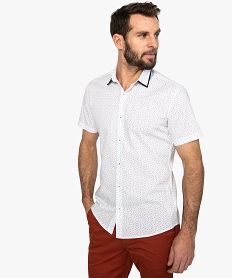 chemise homme a manches courtes et petits motifs bicolores blancA427301_1