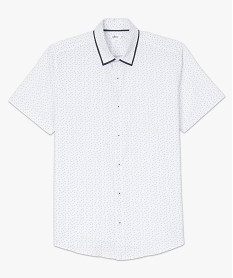 chemise homme a manches courtes et petits motifs bicolores blanc chemise manches courtesA427301_4