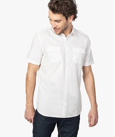 chemise homme a manches courtes avec 2 poches poitrine blancA427401_1