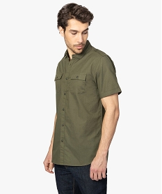 GEMO Chemise homme à manches courtes avec 2 poches poitrine kaki standard