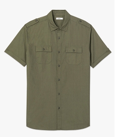 chemise homme a manches courtes avec 2 poches poitrine vert chemise manches courtesA427601_4