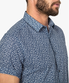 chemise homme a manches courtes et petits motifs fleuris bleu chemise manches courtesA427801_2