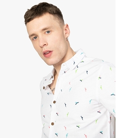 chemise homme a manches courtes motif perroquets blancA428001_2