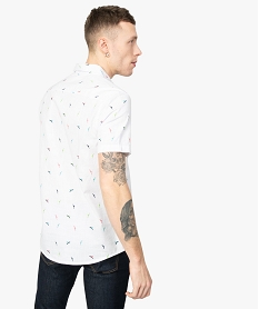 chemise homme a manches courtes motif perroquets blancA428001_3
