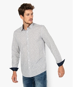 GEMO Chemise homme à motifs fleuris coupe regular Blanc