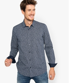 GEMO Chemise homme à motifs fleuris coupe regular Bleu