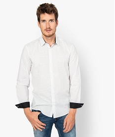 GEMO Chemise homme à motifs discrets coupe slim Blanc