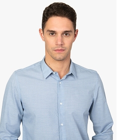 chemise homme a manches longues a fins motifs bleuA428701_2