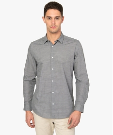 GEMO Chemise homme à manches longues à fins motifs Gris